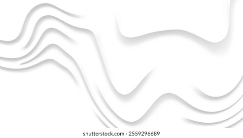 Vector image with abstract white background decorated with smooth gradient lines. Dynamic wavy lines add artistic accent creating elegant and modern design.