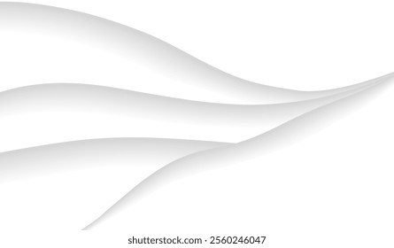 Vector image with abstract white background decorated with smooth gradient lines. Dynamic wavy lines add artistic accent creating elegant and modern design.