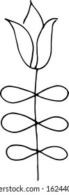 vector image abstraction flower. folk motifs scandi leaves. flora ornament. drawing doodle sketch hand drawn.
