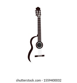 Vector image with an acoustic guitar theme