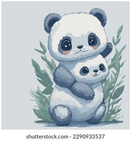 vector image adorable panda bear illustration