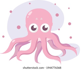 vector image of adorable pink octopus 