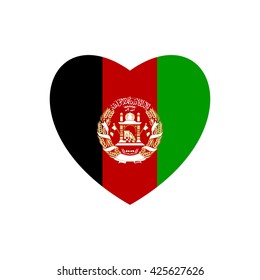 Vector image of Afghanistan flag in heart on white background.