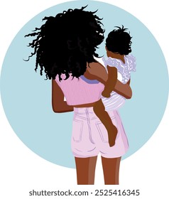 vector image of african american daughter and mother