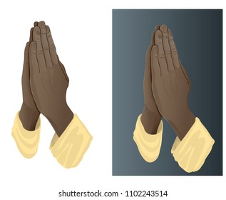 Vector image of African American prayer's hands. Looks good on both light and dark background, eps10