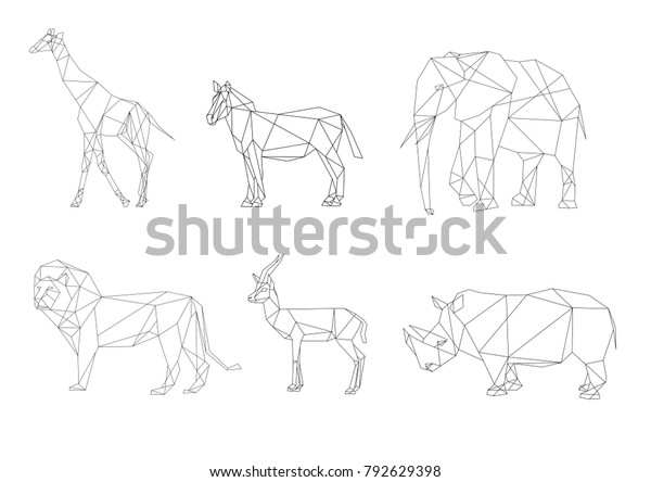 Vector Image African Animals Lines Set Stock Vector (Royalty Free ...