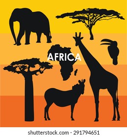 Vector image africans animals and plants
