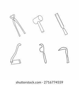 Vector Imagen de equipos manuales de carpintería agrícola