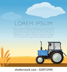 Vector image of an Agriculture banner with a tractor