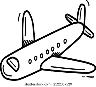 Vector image of an airplane in doodle style.airplane icon in doodle style