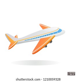 Vector image of an airplane. White plane taking off. Aircraft icon.