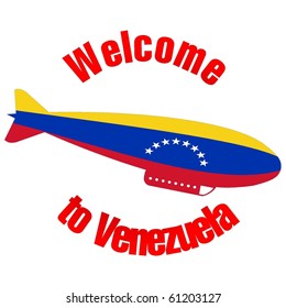 vector image of the airship with the national flag of Venezuela