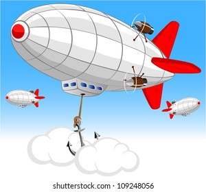 vector image of the airship on the air parking