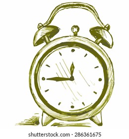 Vector image of an alarm clock. Vintage watches