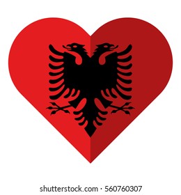 Vector image of the Albania flat heart flag