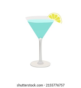 Vector image, alcoholic cocktail with a slice of lemon