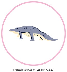 Vector Imagen de icono de cocodrilo dentro de un círculo con línea rosa