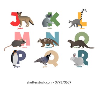Vector image of alphabet with animals
