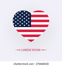 Vector Image Of American Flag In Heart