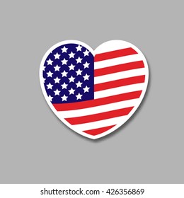 Vector image of American flag in heart, Flag Heart icon vector, american flag Heart icon, flag Heart icon path, memorial day icon, Independence Day icon, american flag Heart background.