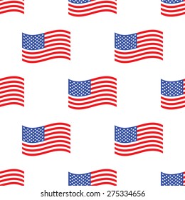 Vector image of american flag repeated on white background