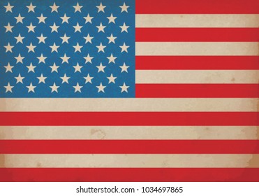 Vector image of american flag. Retro Flag