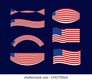 Vector image american flag set illustration