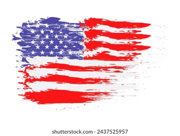 Imagen vectorial de la bandera estadounidense. Bandera USA grunge. Ilustración vectorial de la bandera de Estados Unidos. EPS 10.