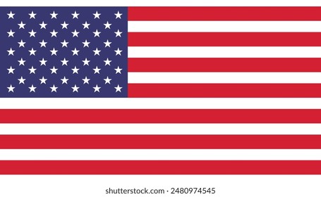 Vector Imagen de bandera americana. Bandera de Estados Unidos - aislado sobre fondo blanco

