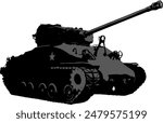  Vector image of an American Sherman tank. Armed forces, world of tanks