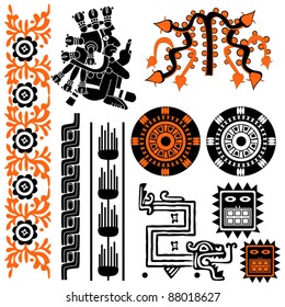 Vector image of ancient american patterns on white