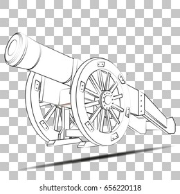 Vector image of ancient cannon on a transparent background.