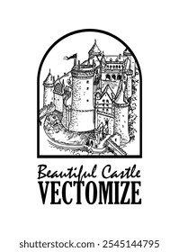 Vector image of an ancient castle, suitable for use in your various products, created by Vectomize