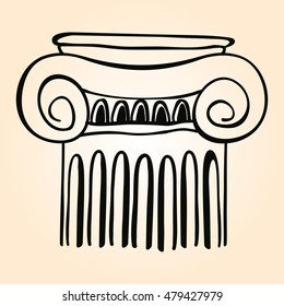 Vector image of ancient Greek columns with pilasters. Freehand drawing.