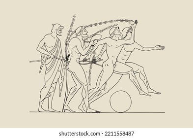 Vector image of ancient Greeks during the olympic games