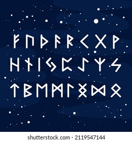 vector image of ancient runes on a starry background