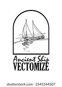 Vector image of an ancient ship, suitable for use in your various products.