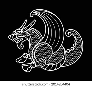 Vector Image Of An Ancient Slavic Dragon, Guardian Semargl 