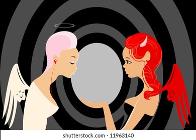 vector image of angel and demon