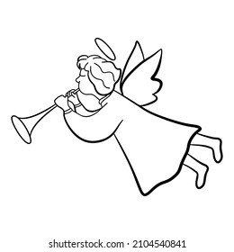 Vector image of an angel. Drawn black outline.