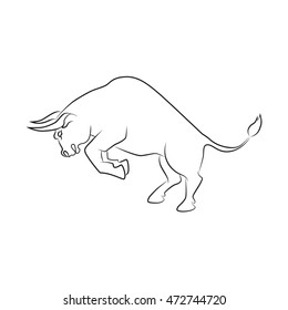 Vector image of  angry bull attack isolated on white background.