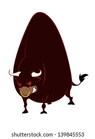 Vector image of angry cartoon red bull