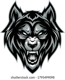 Vector image of angry wolf head