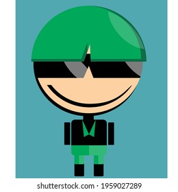 vector image of an animated robot of several circle shapes.