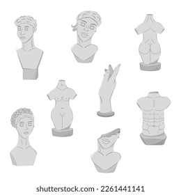 Vector image of an antique head. Modern art with the head of an antique statue.