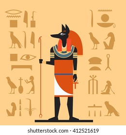 Vector image of the Anubis the god of the Egypet flat banner