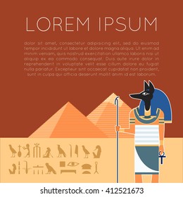 Vector image of the Anubis the god of the Egypet flat banner