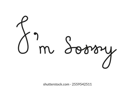 Vector image of apology lettering. Calligraphic text I'm sorry in horizontal doodle style. Heartfelt apology