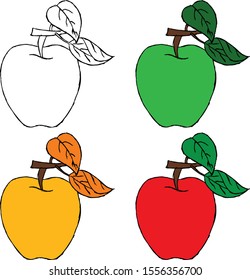 Vector image of an apple. Drawn apple in vector.