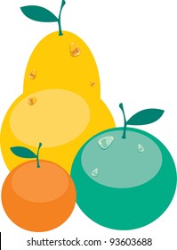 Vektorbild von Apfel, Birne und Tangerine einzeln auf Weiß